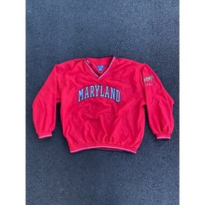 Vintage Crable Sports Maryland Terrapins Red Nylon Pullover Adult XL Y2K